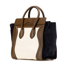 Mini Tricolor Calfskin and Suede Luggage Tote