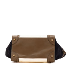 Mini Tricolor Calfskin and Suede Luggage Tote