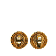 Gold Plated Round Faux Pearl Clip on Earrings