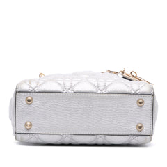 Mini Metallic Grained Calfskin Cannage Lady Dior