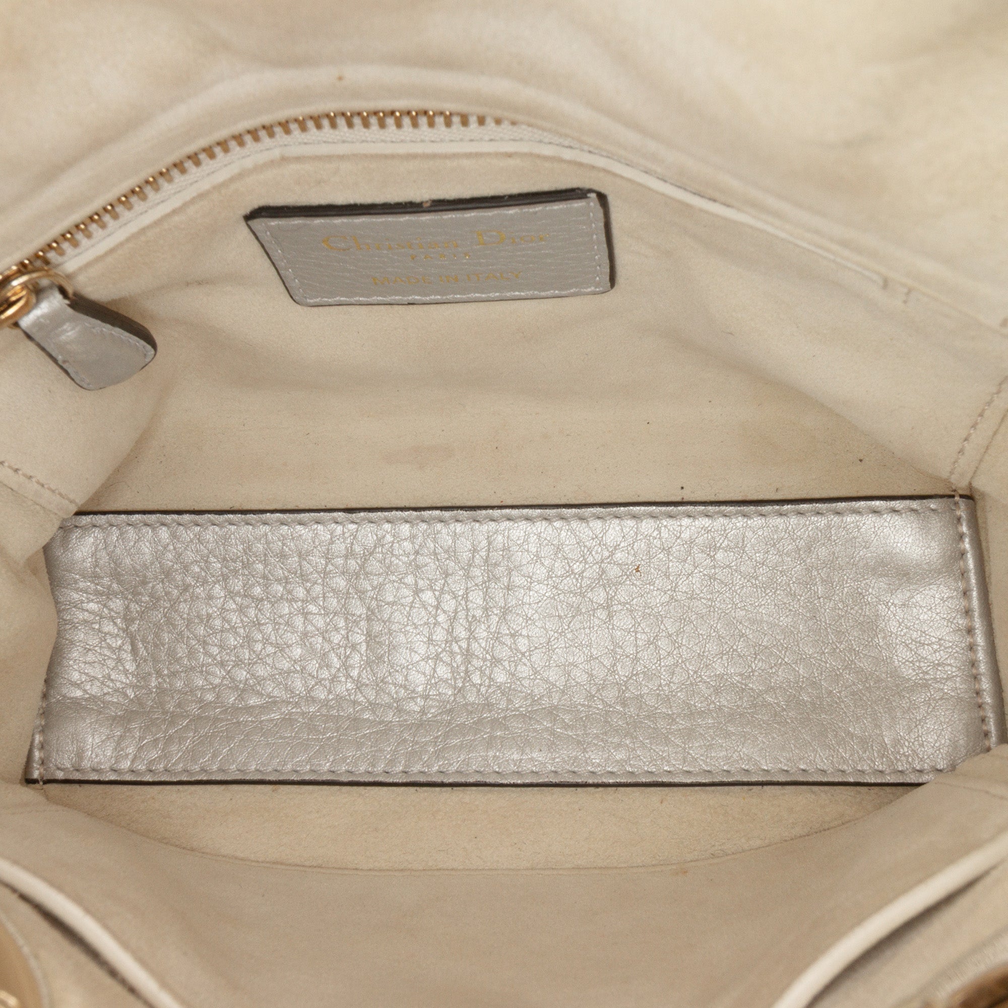 Mini Metallic Grained Calfskin Cannage Lady Dior