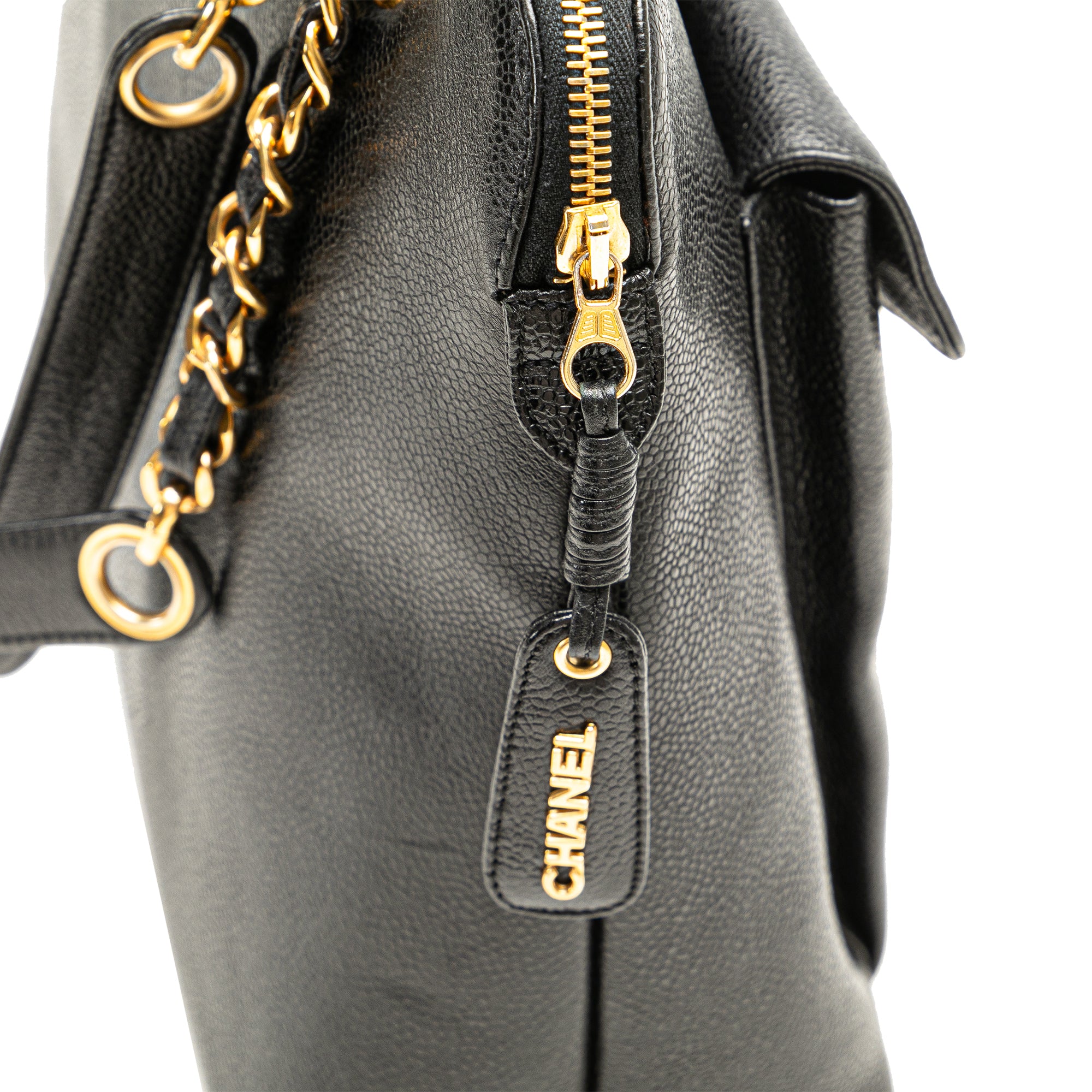 Caviar Front Pocket Chain Tote