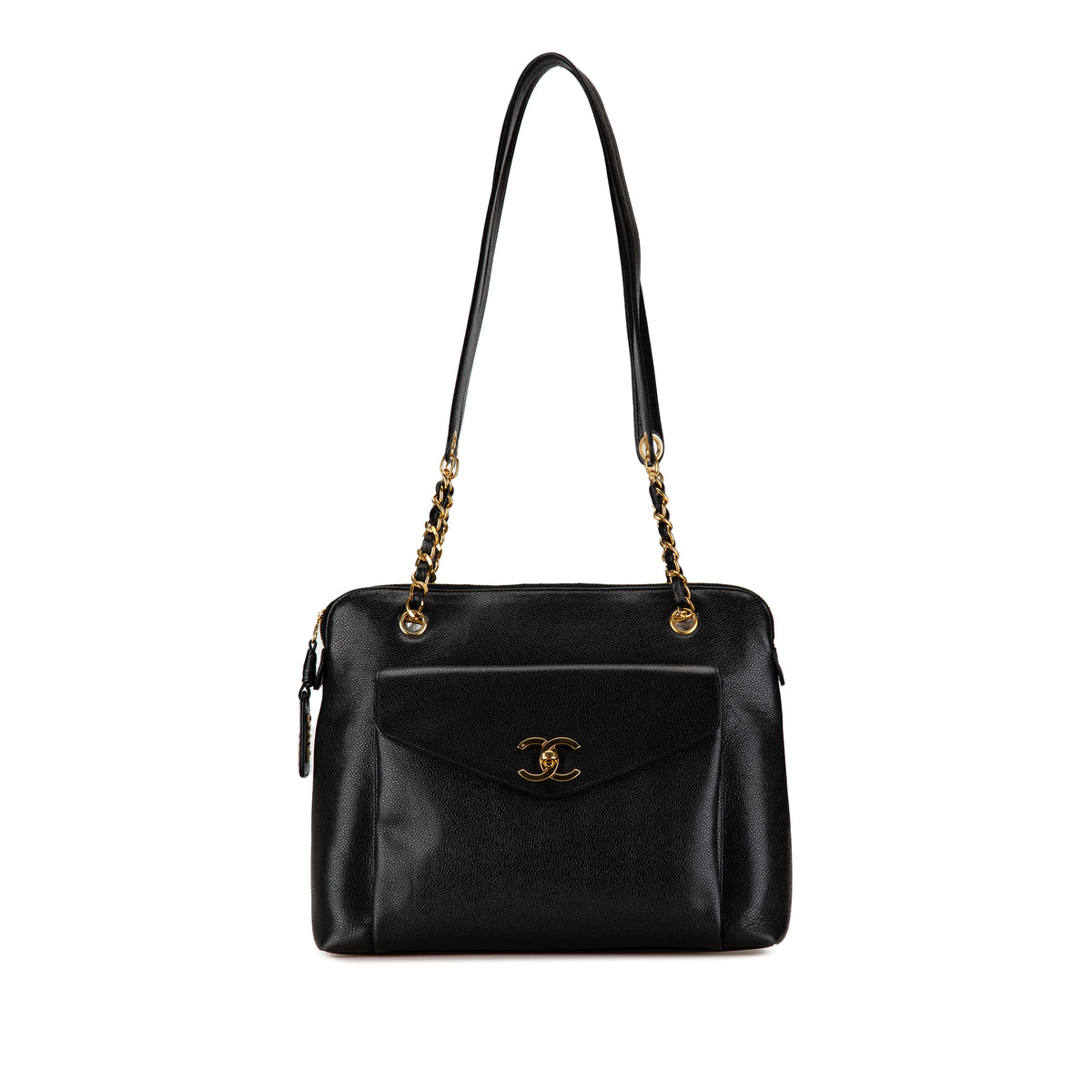 Caviar Front Pocket Chain Tote