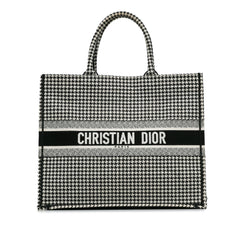 Large Houndstooth Embroidered Book Tote_0