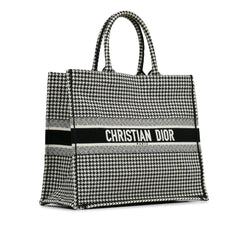 Large Canvas Houndstooth Embroidered Book Tote