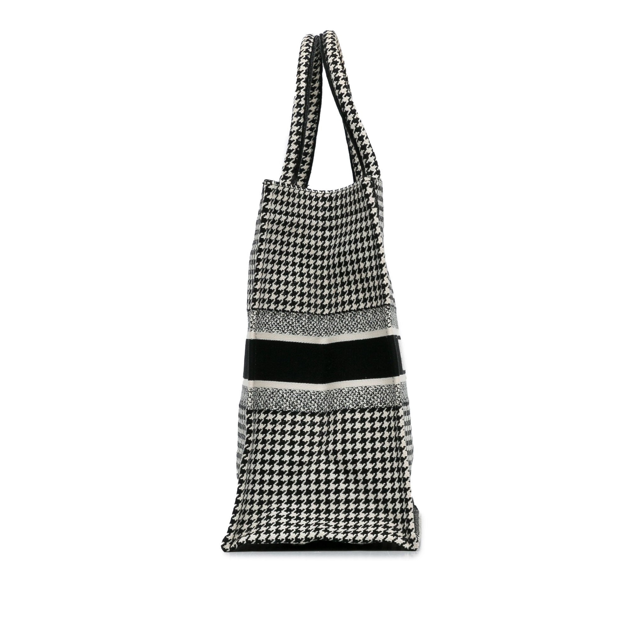 Large Canvas Houndstooth Embroidered Book Tote