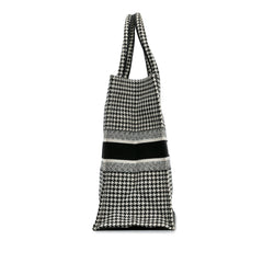 Large Canvas Houndstooth Embroidered Book Tote