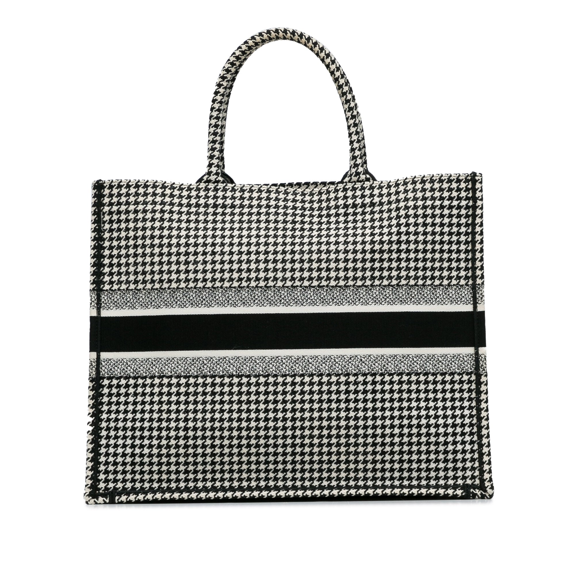 Large Canvas Houndstooth Embroidered Book Tote