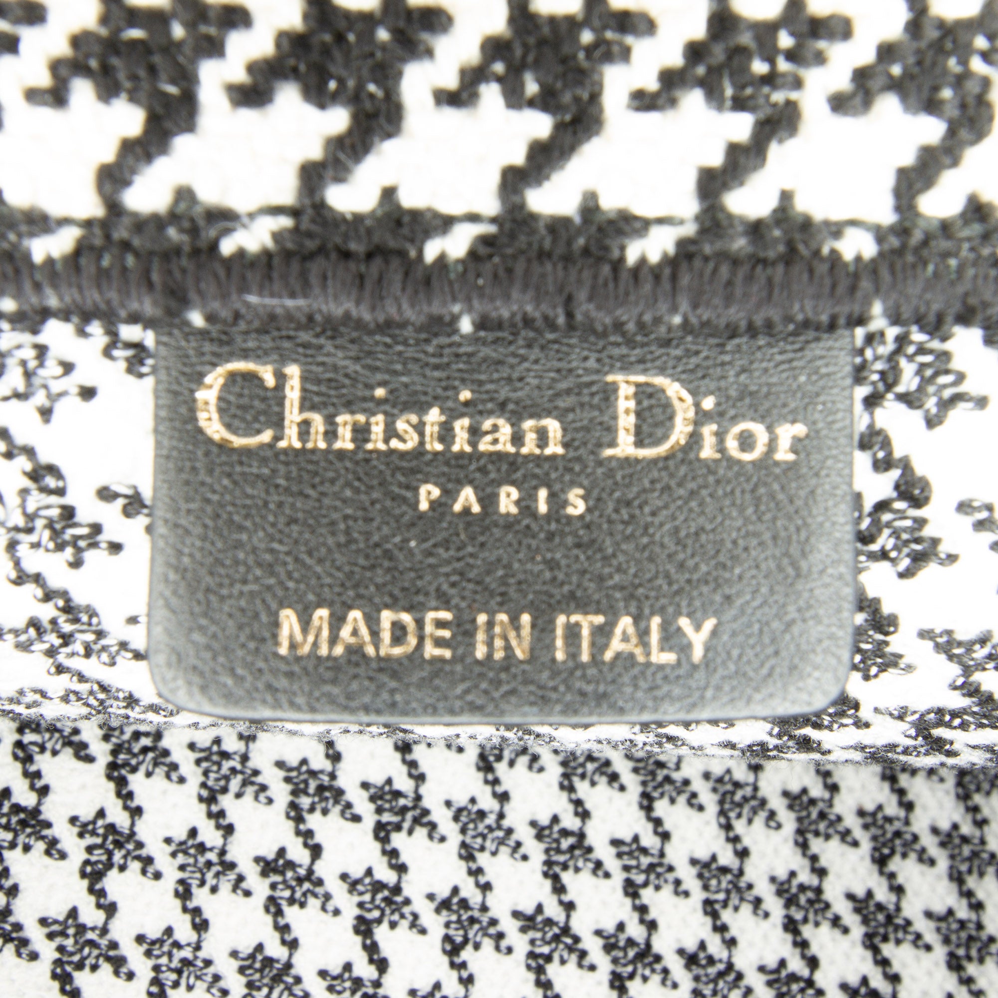 Large Canvas Houndstooth Embroidered Book Tote