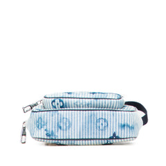 Monogram Denim Watercolor Hickory Stripes Outdoor Pouch