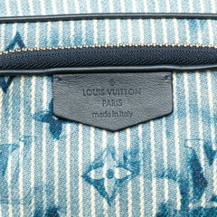 Monogram Denim Watercolor Hickory Stripes Outdoor Pouch