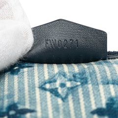 Monogram Denim Watercolor Hickory Stripes Outdoor Pouch