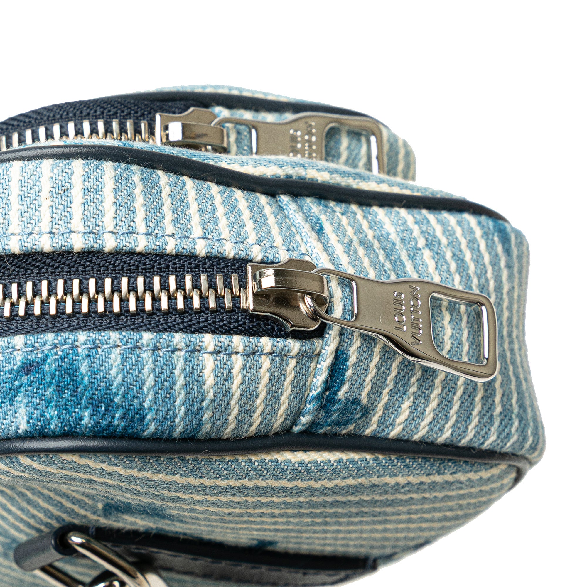 Monogram Denim Watercolor Hickory Stripes Outdoor Pouch