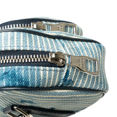 Monogram Denim Watercolor Hickory Stripes Outdoor Pouch