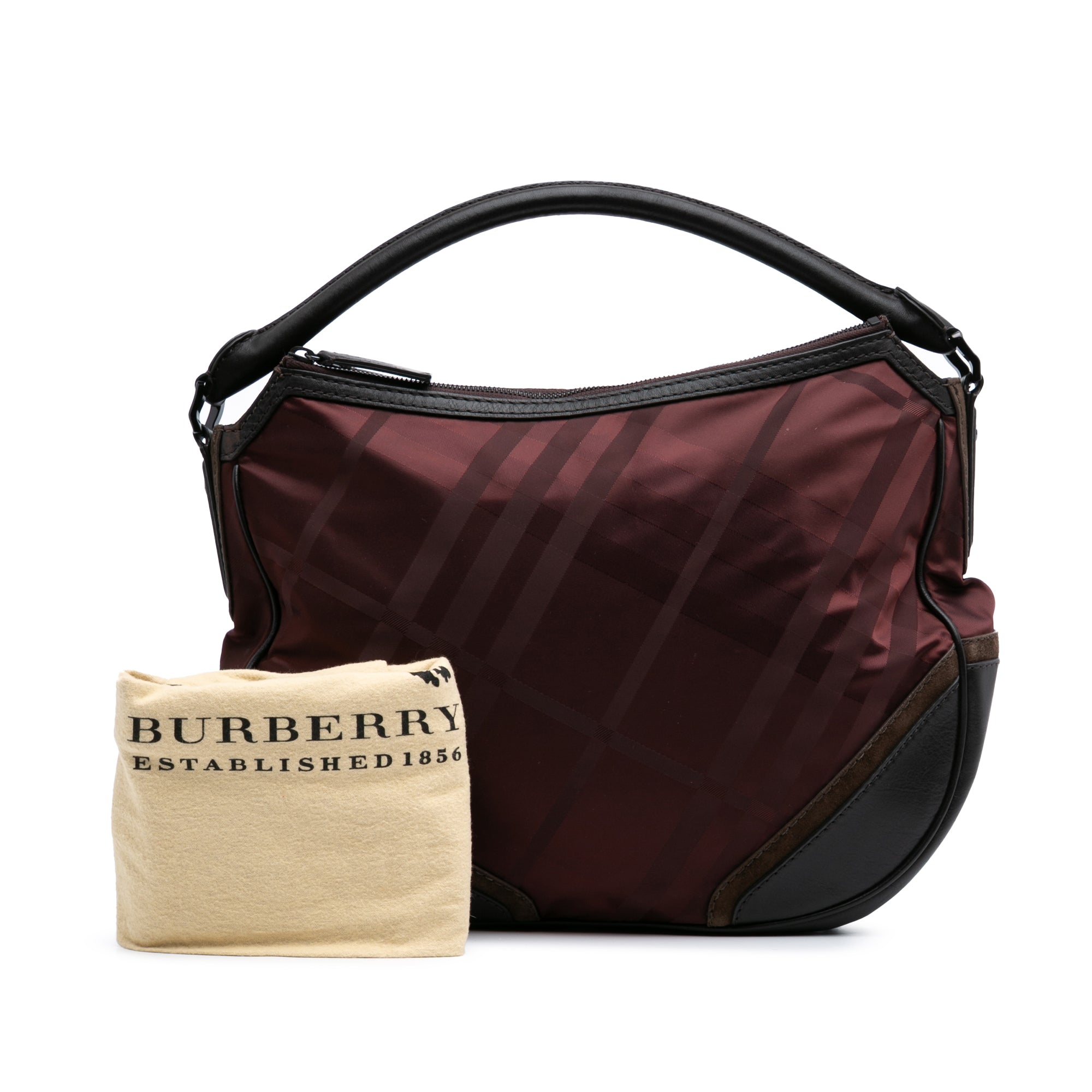 Tonal Check Nylon Hobo