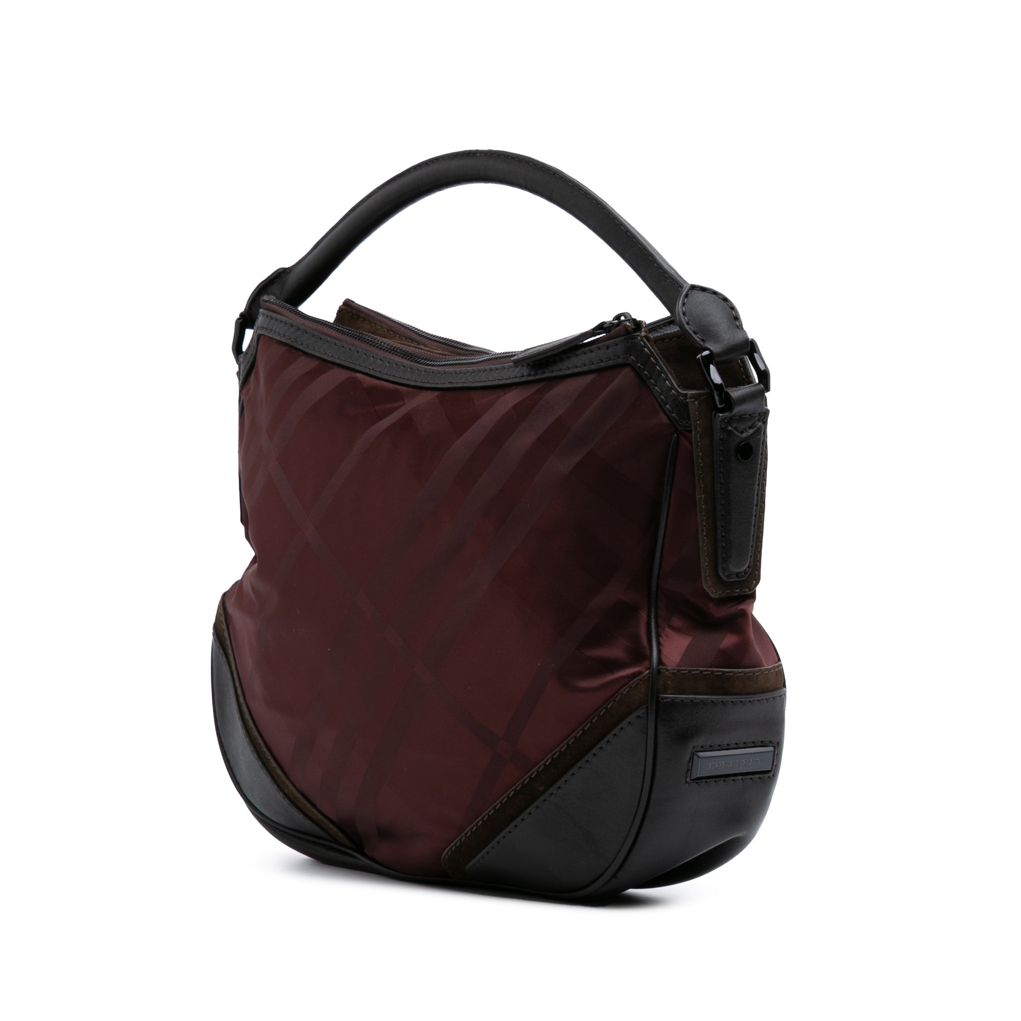 Tonal Check Nylon Hobo