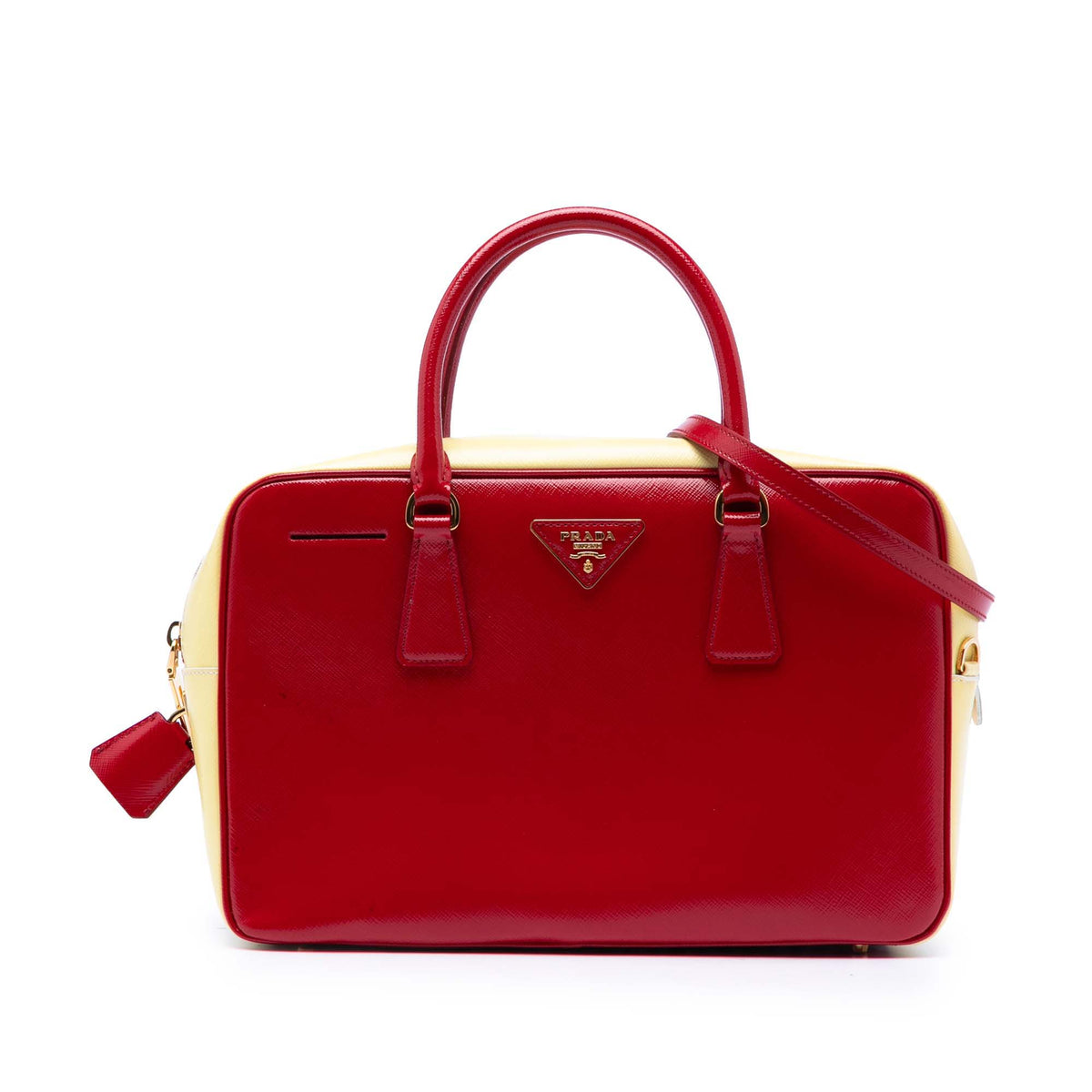 Bicolor Saffiano Vernice Satchel