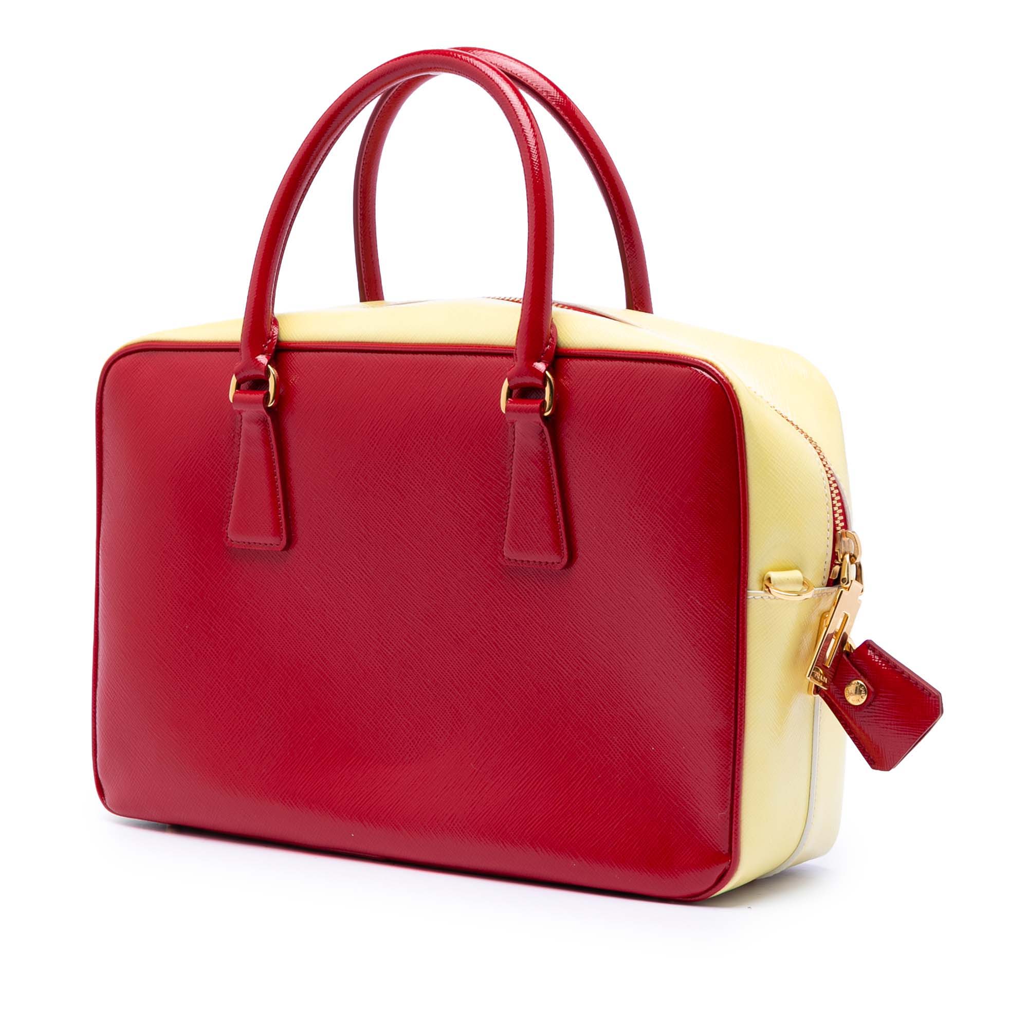 Bicolor Saffiano Vernice Satchel