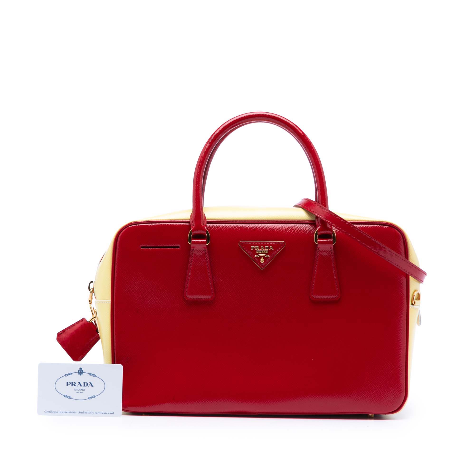 Bicolor Saffiano Vernice Satchel