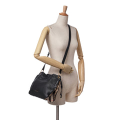 Small Leather and House Check Canvas Bingley Crossbody