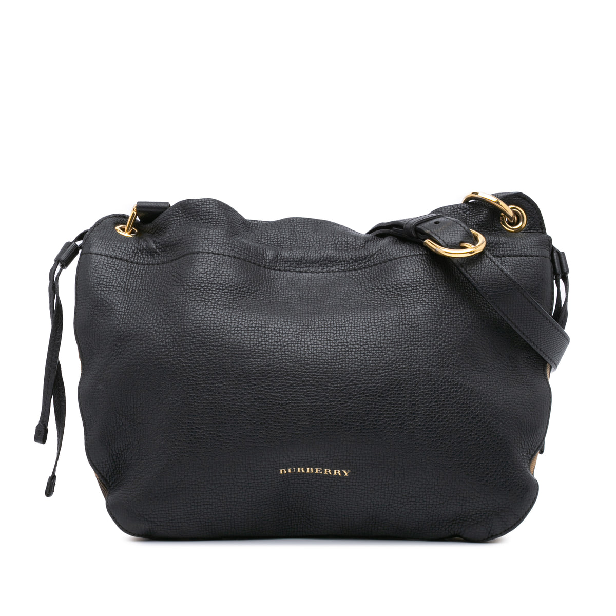 Small Leather and House Check Canvas Bingley Crossbody
