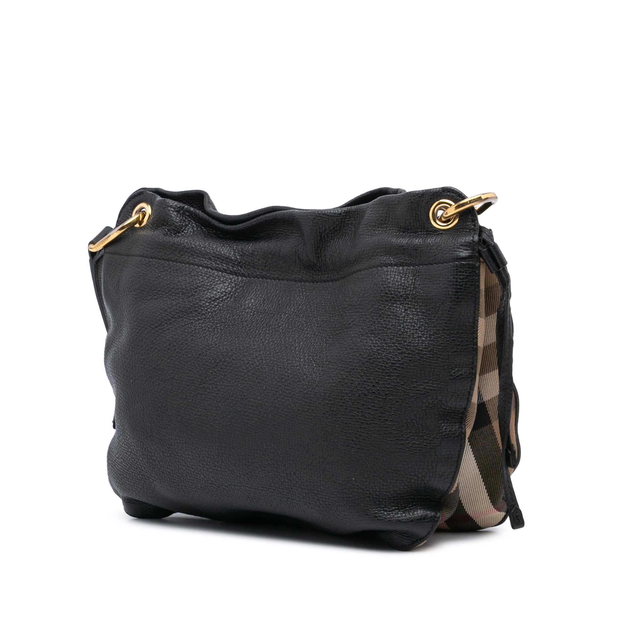 Small Leather and House Check Canvas Bingley Crossbody