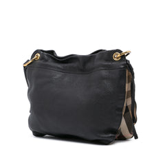 Small Leather and House Check Canvas Bingley Crossbody