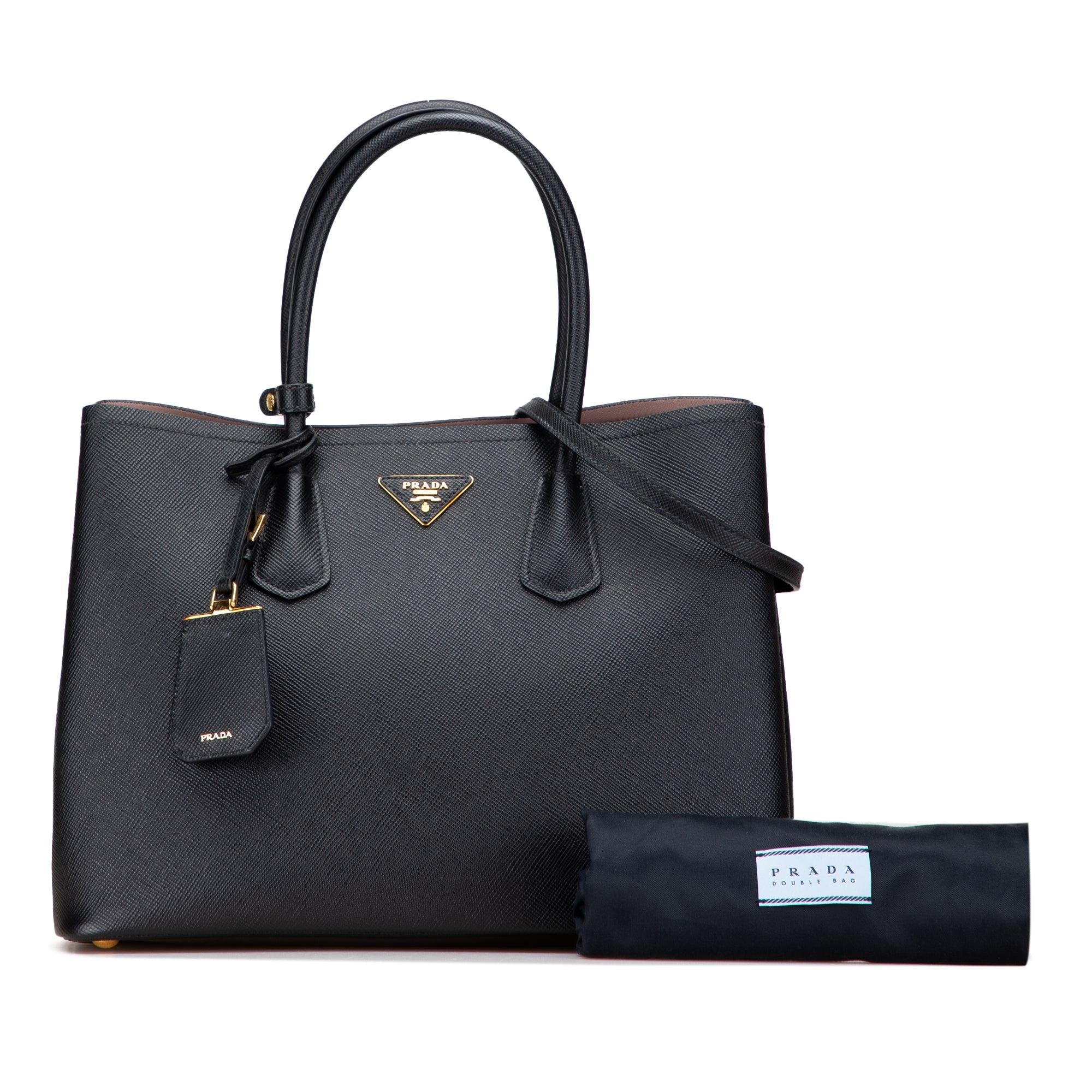 Medium Saffiano Cuir Double Satchel