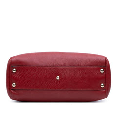 Small Calfskin Bamboo Shopper Satchel