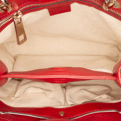 Small Calfskin Bamboo Shopper Satchel