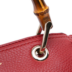 Small Calfskin Bamboo Shopper Satchel