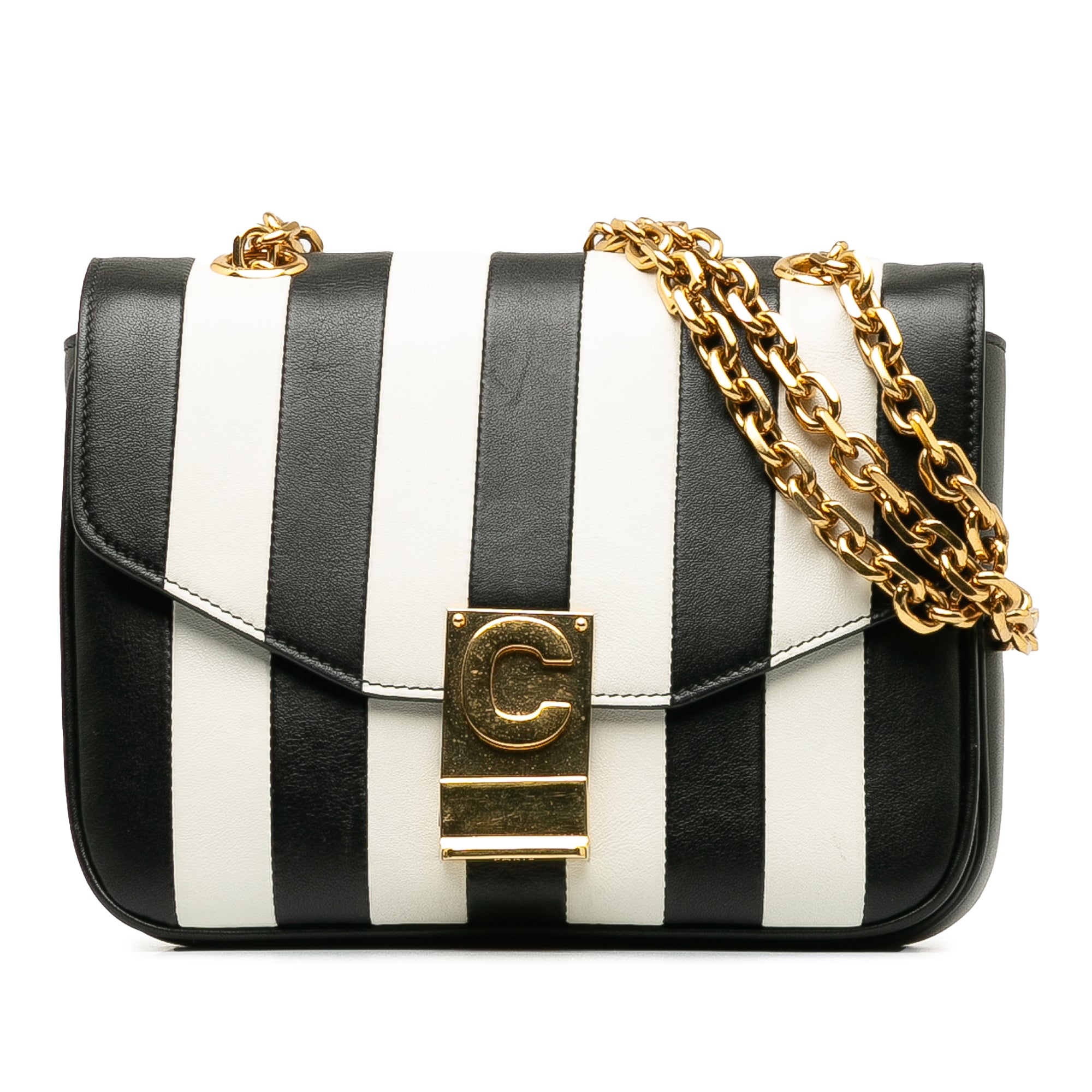 Small C Striped Leather Bag