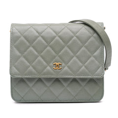 Quilted Caviar Square Wallet on Chain