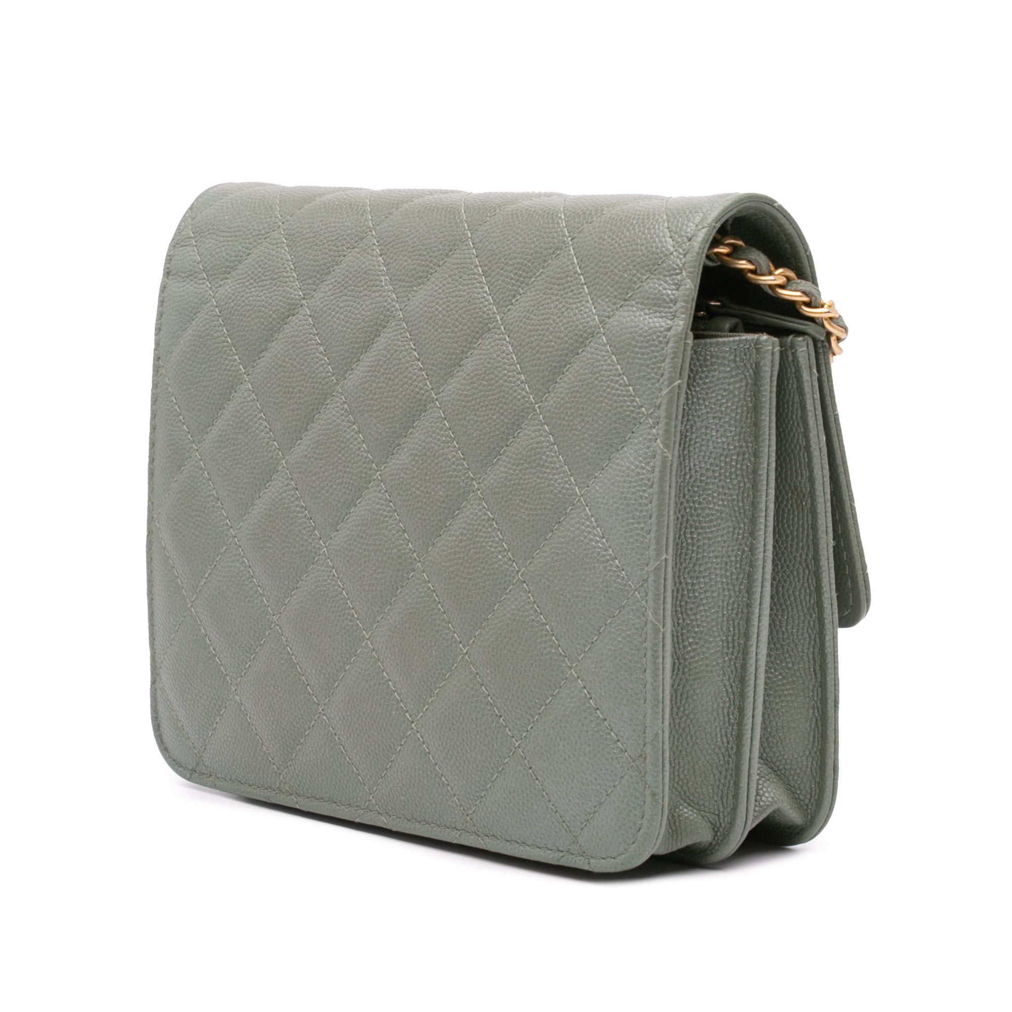Quilted Caviar Square Wallet on Chain