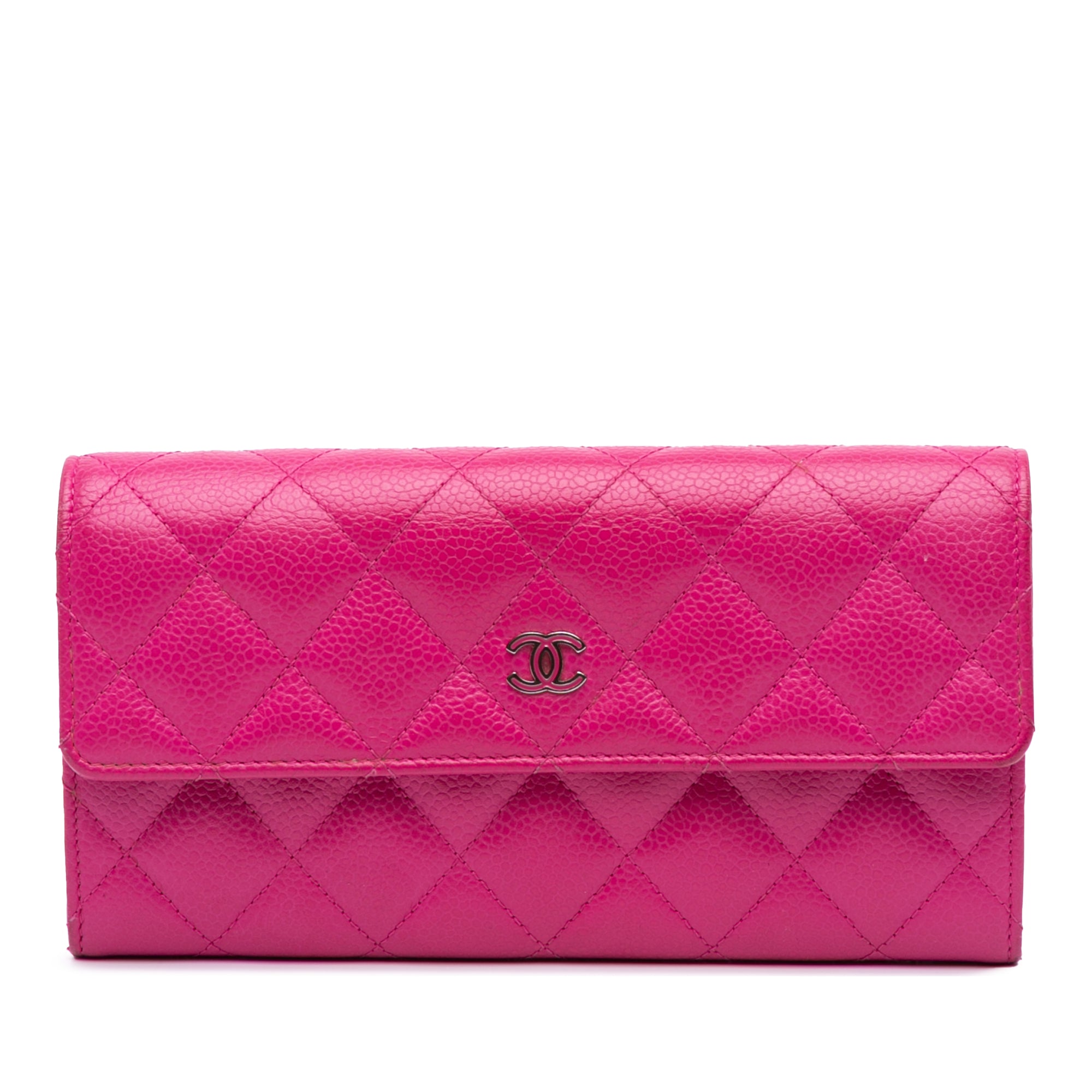 CC Quilted Caviar Long Wallet