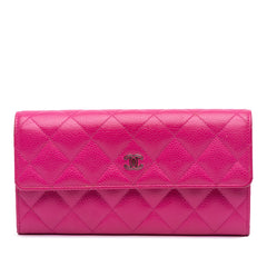 CC Quilted Caviar Long Wallet