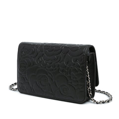 Lambskin Camellia Embossed Wallet On Chain