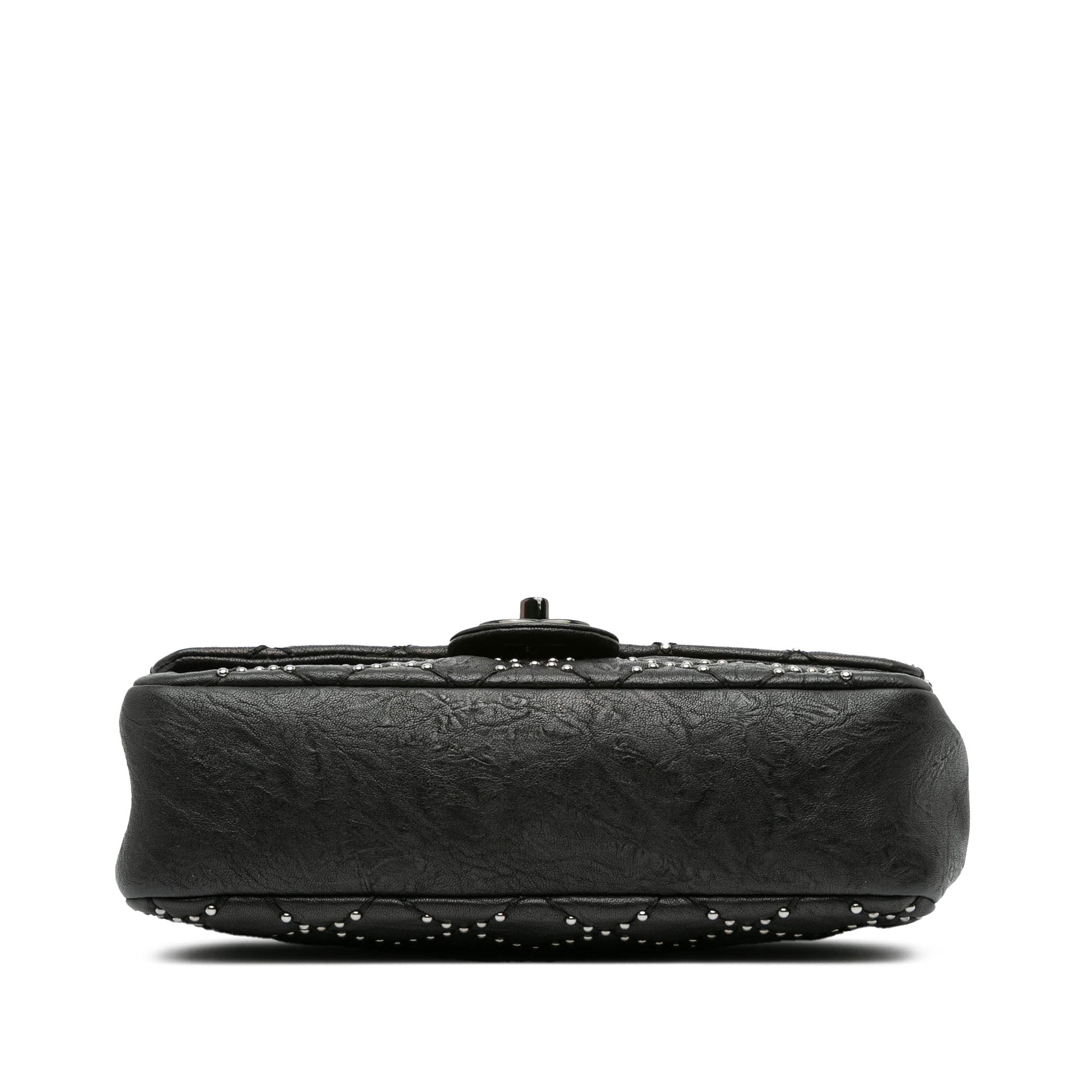 Washed Lambskin Studded Metal Beauty Flap