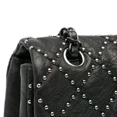 Washed Lambskin Studded Metal Beauty Flap