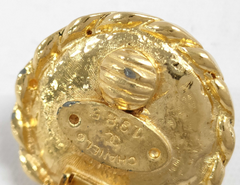 Chanel Vintage Round Clip-On Earrings Metal with Faux Pearl