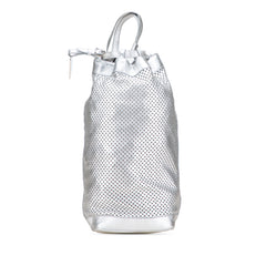 Perforated Metallic Calfskin Sling Backpack