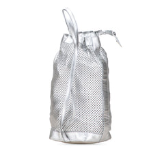Perforated Metallic Calfskin Sling Backpack