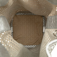 Perforated Metallic Calfskin Sling Backpack