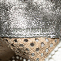 Perforated Metallic Calfskin Sling Backpack