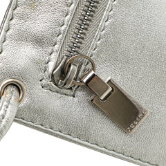 Perforated Metallic Calfskin Sling Backpack