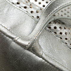 Perforated Metallic Calfskin Sling Backpack