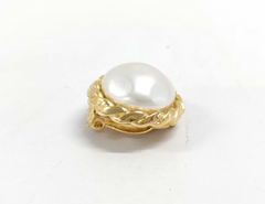 Chanel Vintage Round Clip-On Earrings Metal with Faux Pearl