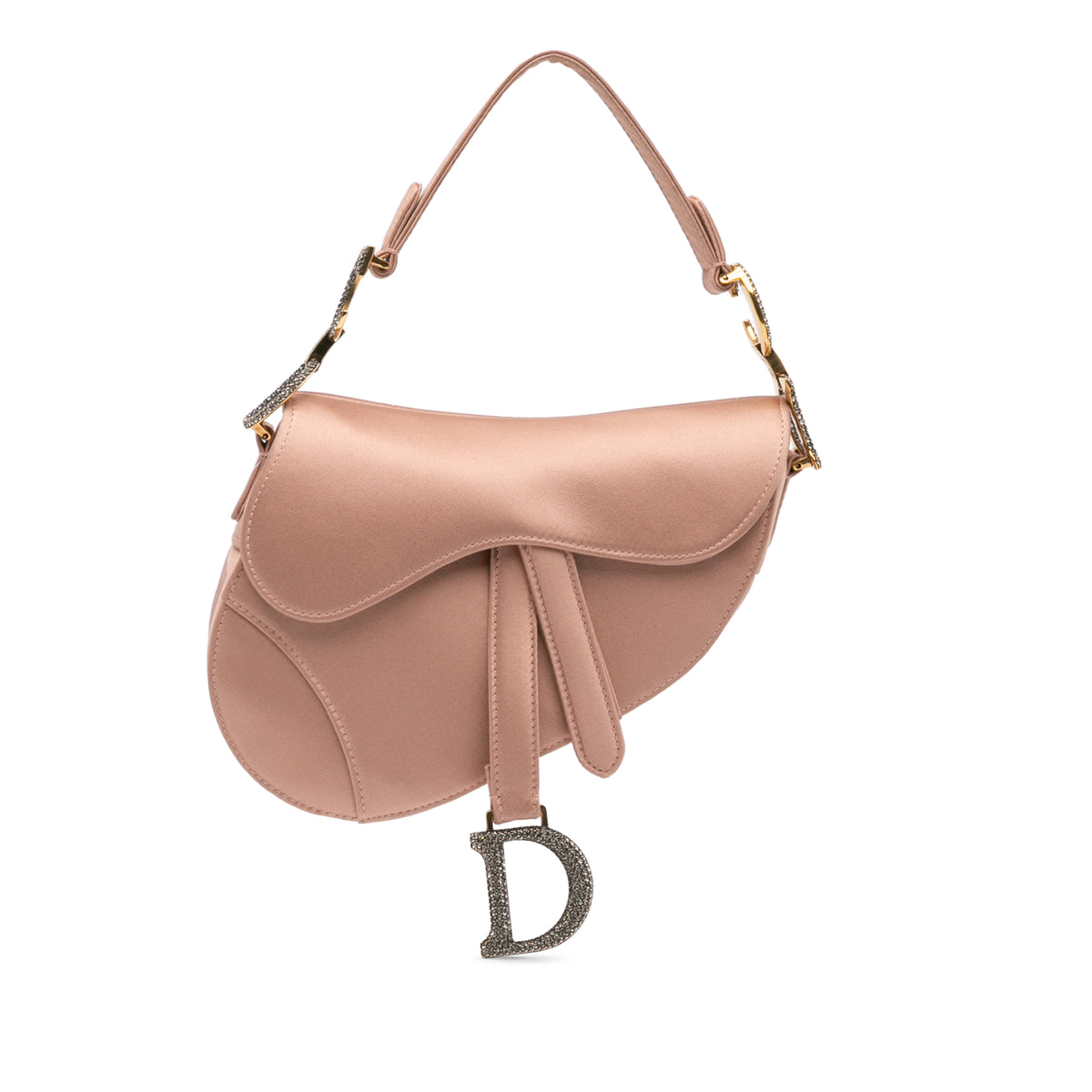 Mini Satin Crystal Embellished Saddle Bag