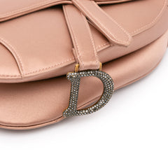 Mini Satin Crystal Embellished Saddle Bag
