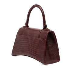 Small Lizard Embossed Calfskin Hourglass Top Handle Bag